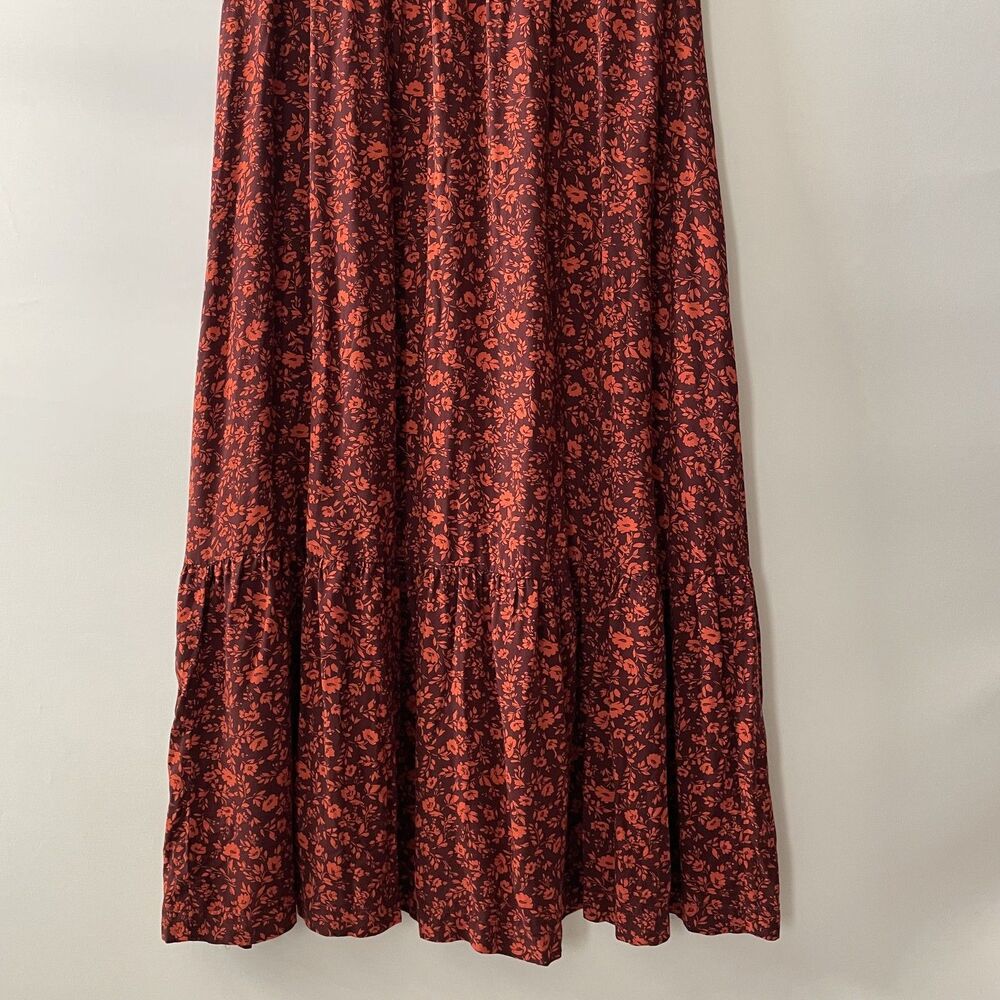 Old Navy Red Ditsy Floral Elastic Waist Tiered Hem Halter Maxi Dress Size L - Picture 4 of 12